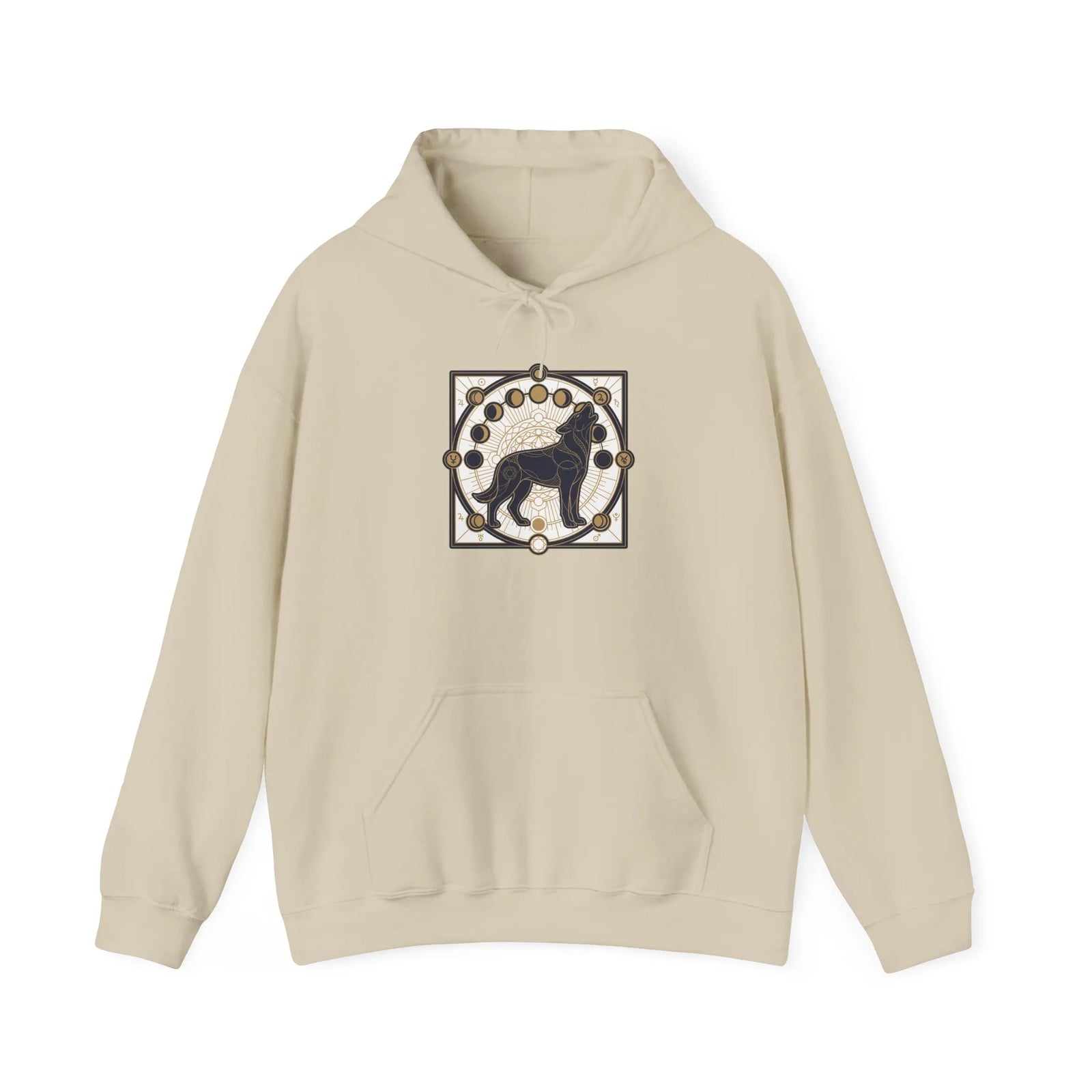 Howl Sacred Geometry Spirit Dogs Hoodie - Soft Cotton Blend Pullover - Unisex White