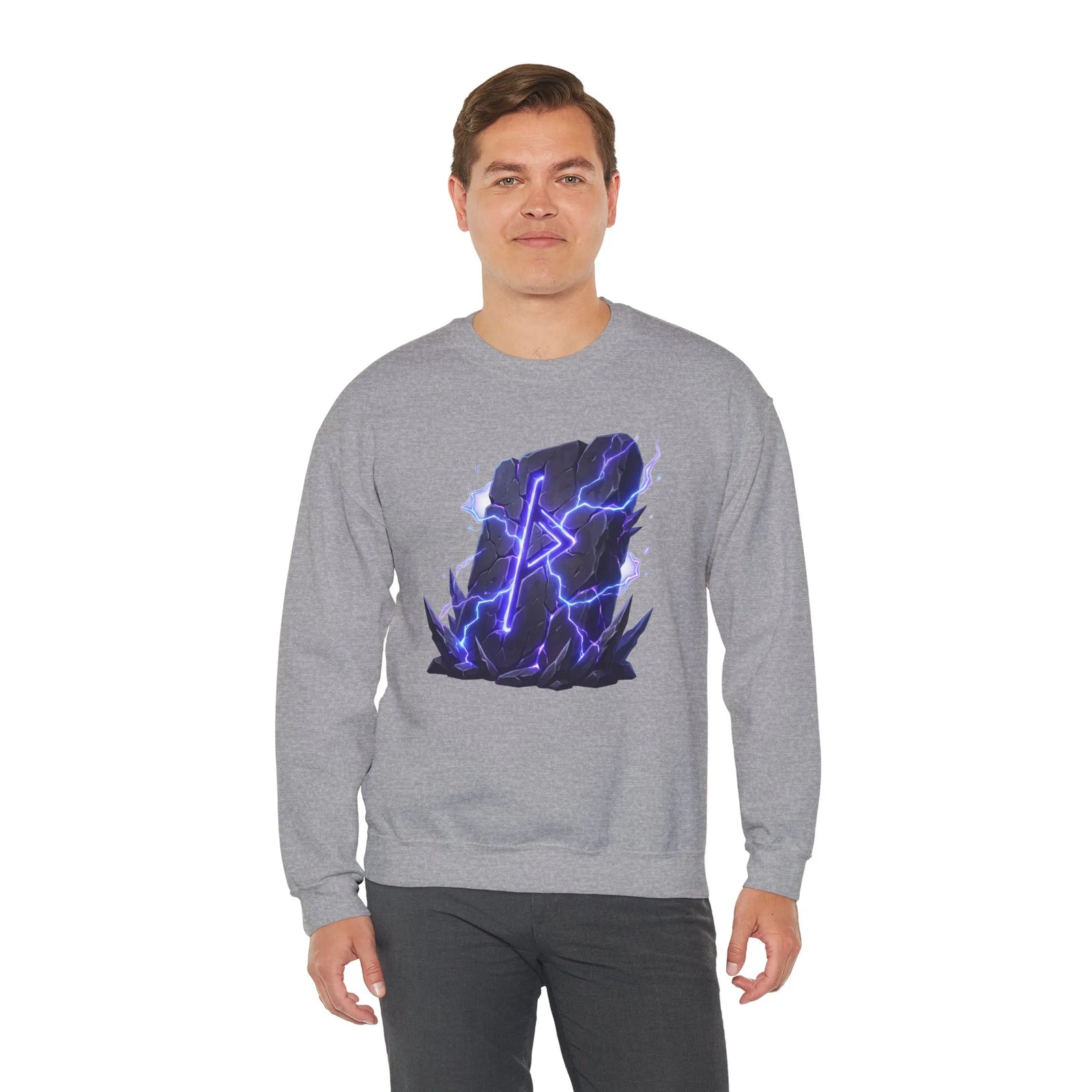 Thurisaz Thorn Rune Graphic Sweatshirt - Heavy Blend Crewneck Fleece - Unisex White