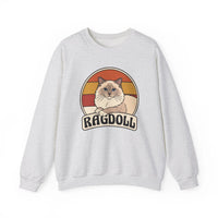 Ragdoll Cat Retro Sunset Sweatshirt - Heavy Blend Fleece Crewneck - Unisex White
