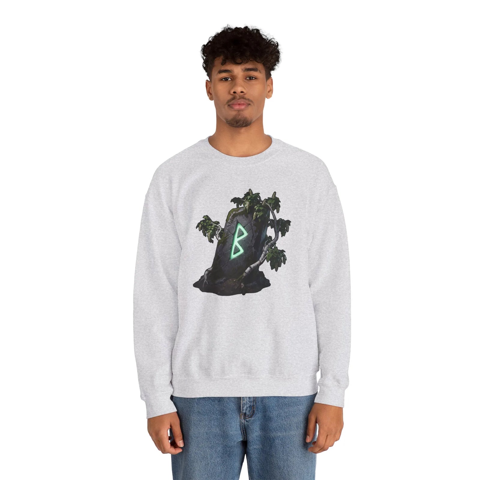 Berkana Rune Birch Tree Sweatshirt - Heavy Blend Crewneck - Unisex White