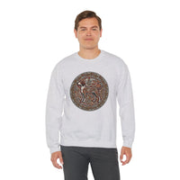 Norse Knotwork Hound Odin's Wolves Sweatshirt - Soft Durable Cotton Blend Crewneck - Unisex White