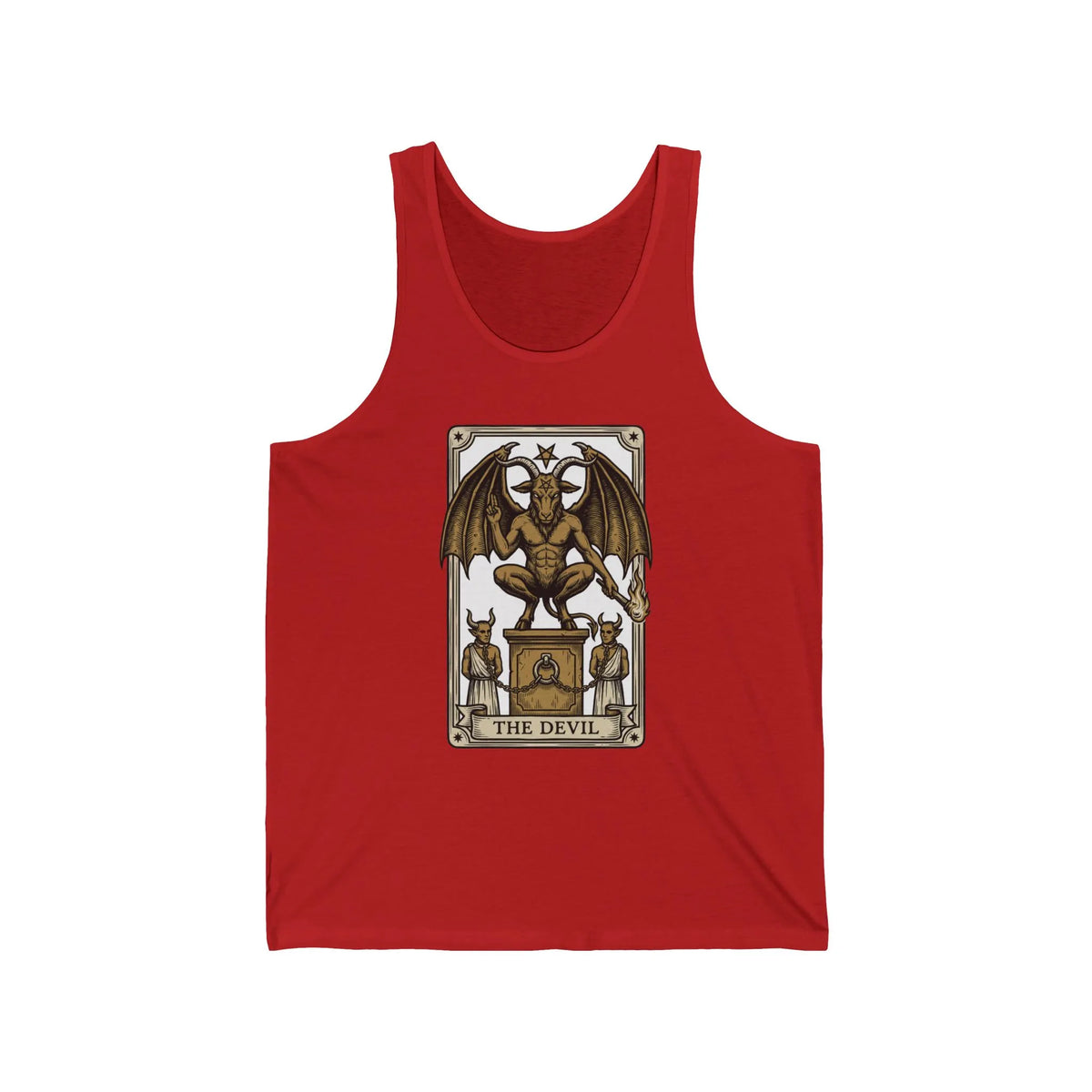 The Devil Tarot Card Tank Top - Lightweight Ring-Spun Cotton Tank - Unisex White
