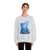 Tiwaz Rune Sword Graphic Sweatshirt - Heavy Blend Crewneck Fit - Unisex White