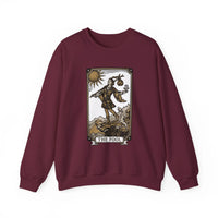 The Fool Tarot Card Graphic Sweatshirt - Heavy Blend Crewneck Fleece - Unisex White