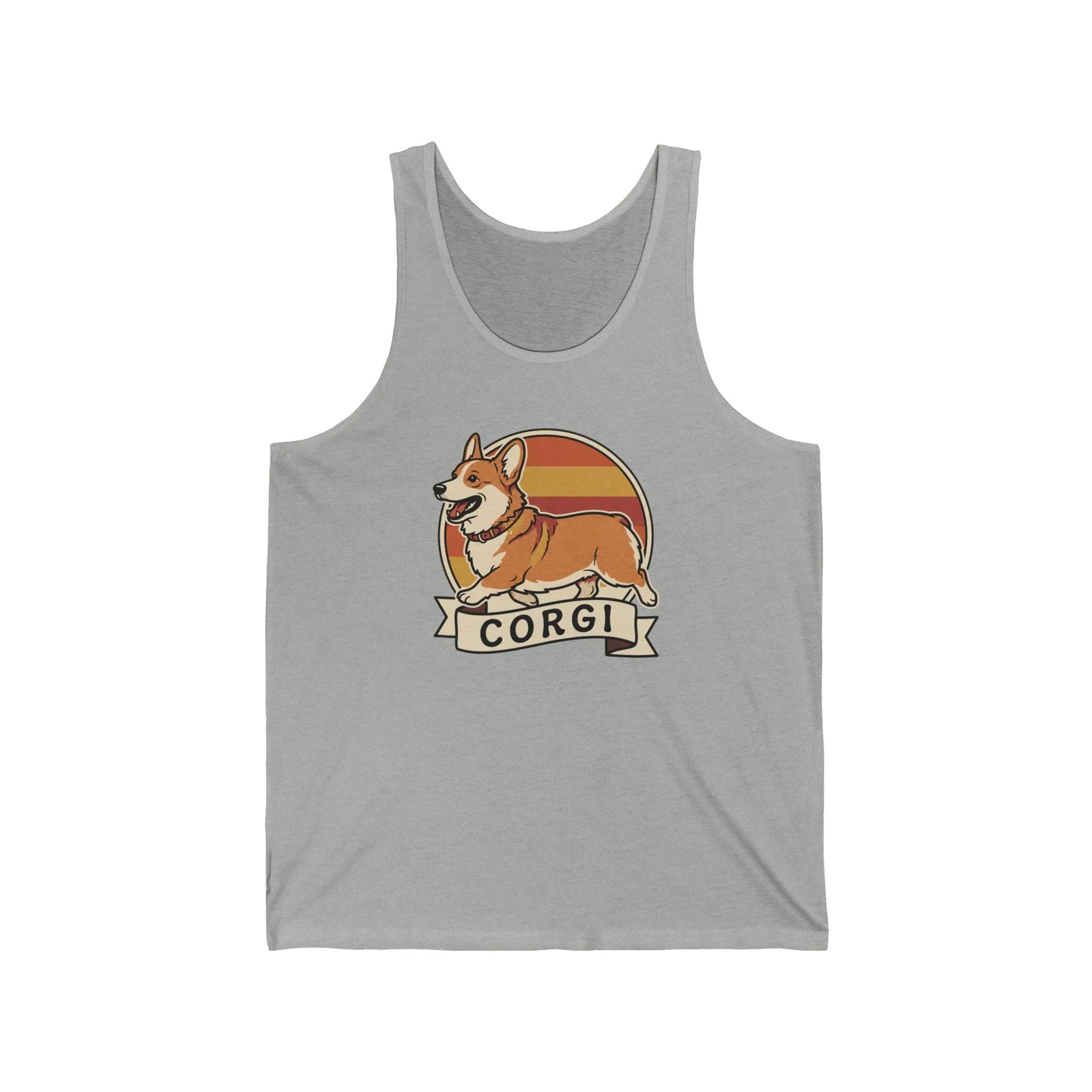 Corgi Retro 70s Sunset Tank Top - Lightweight Jersey Retail Fit - Unisex White