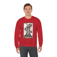 The Tower Tarot Card Sweatshirt - Heavy Blend Fleece Crewneck - Unisex White
