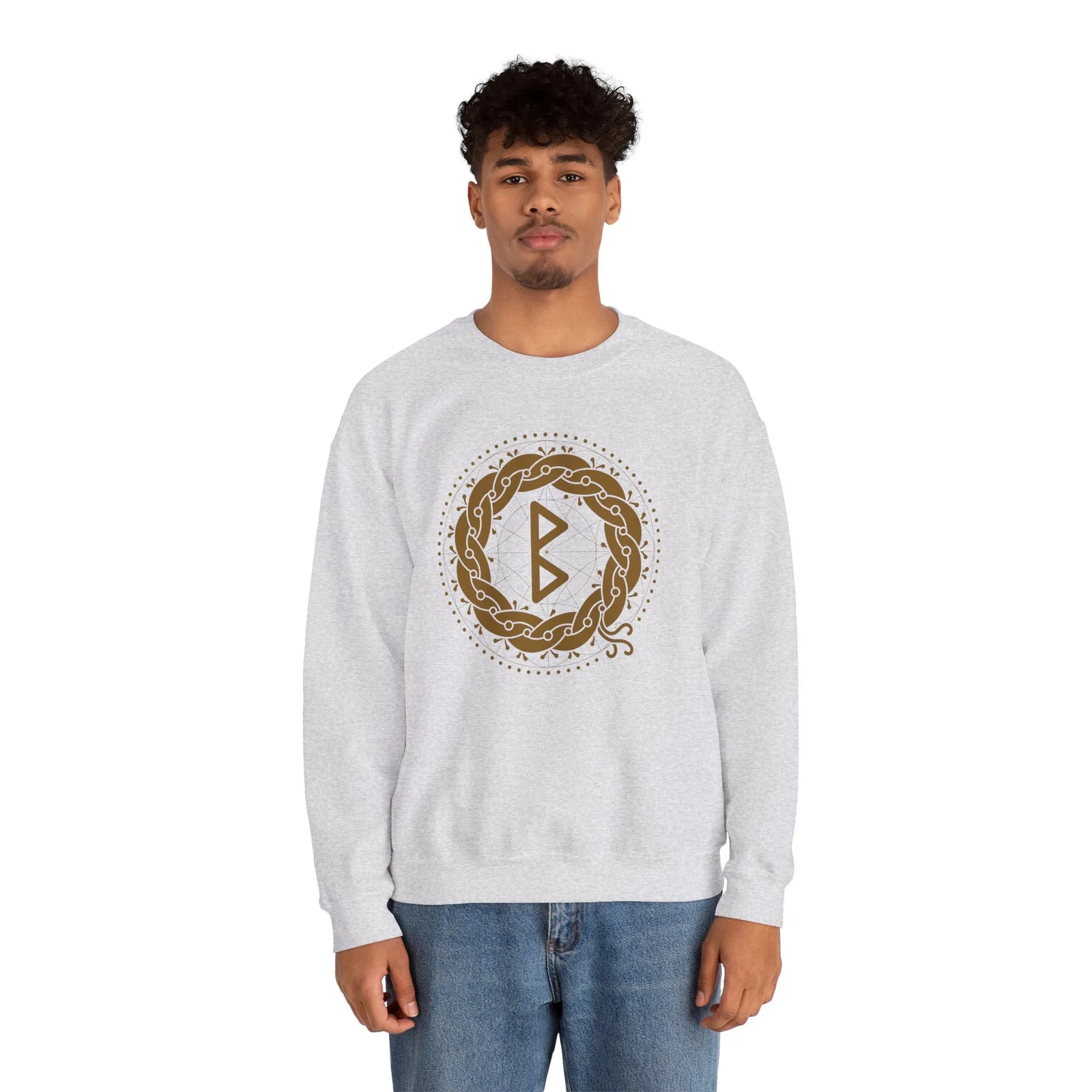 Berkana Earth Mother Rune Sweatshirt - Midweight Cotton Blend Fleece - Unisex White