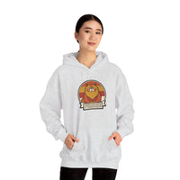 Retro 70s Persian Cat Sunset Hoodie - Cotton Poly Blend Fleece Pullover - Unisex White