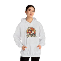 Retro 70s Sunset Poodle Hoodie - Cozy Cotton Blend Pullover - Unisex White