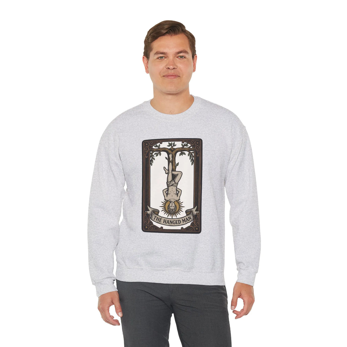 The Hanged Man Tarot Card Sweatshirt - Soft Fleece Classic Fit Crewneck - Unisex Off White