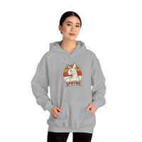 Sphynx Cat Retro Sunset Hoodie - Soft Blend Fleece Pullover - Unisex Ash