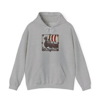 Viking Berserker Cats Longship Hoodie - Warm Cotton-Poly Fleece Pullover - Unisex White