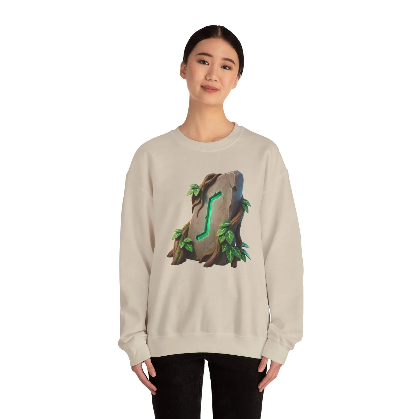 Eihwaz Rune Yggdrasil Tree Sweatshirt - Heavy Blend Classic Crewneck - Unisex Off White