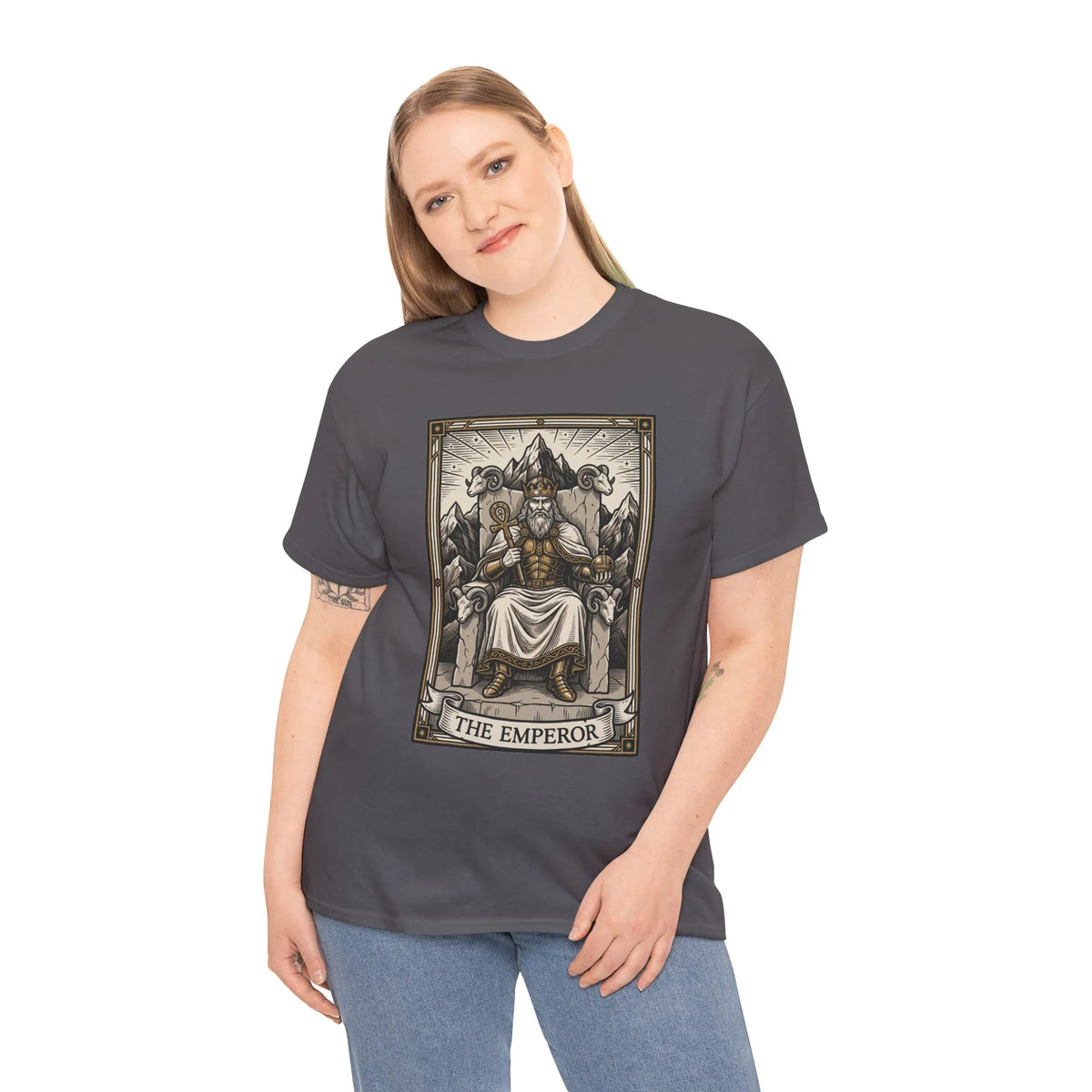 The Emperor Tarot Card T-Shirt - Heavy Cotton Classic Fit - Unisex White