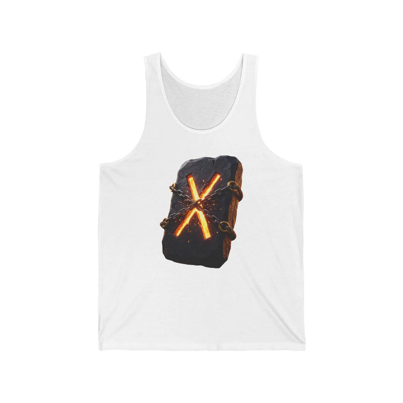 Gebo (ᚷ) Rune Tank Top - Lightweight Combed Cotton Retail Fit - Unisex White