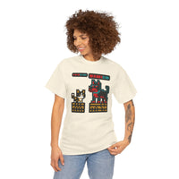 8-Bit Pixel Gaming Cats Boss Fight T-Shirt - Heavy Cotton Classic Fit Tee - Unisex White
