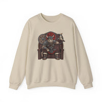 Viking Berserker Cats Graphic Sweatshirt - Heavy Blend Classic Fit Crewneck - Unisex White