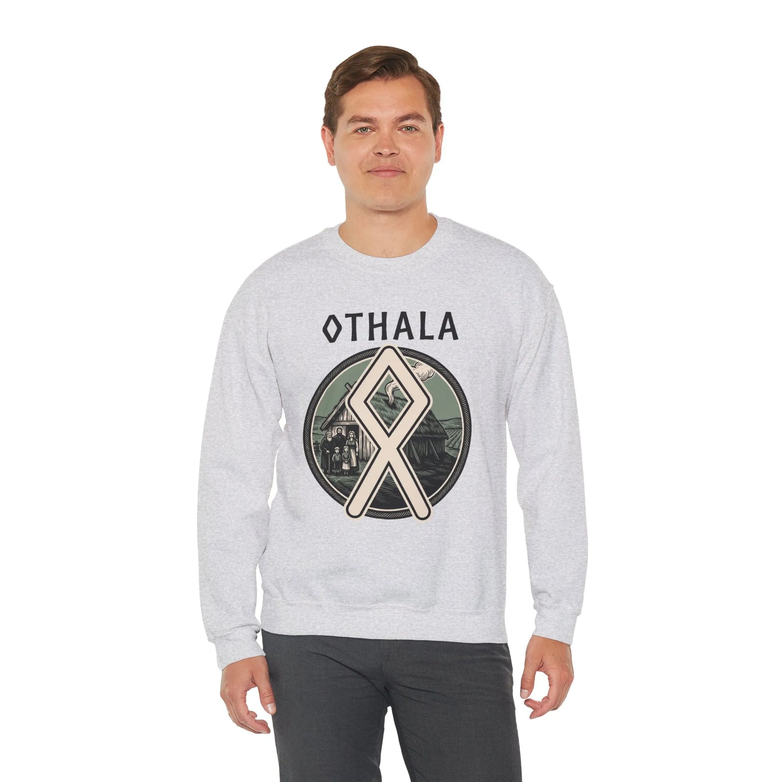 Othala Rune Inheritance Sweatshirt - Heavy Blend Crewneck Fleece - Unisex White