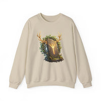 Elhaz Rune Antler Graphic Sweatshirt - Heavy Blend Fleece Crewneck - Unisex White