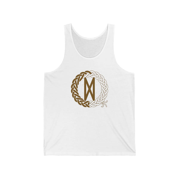 Dagaz Rune Dawn Dusk Graphic Tank Top - Soft Lightweight Retail Fit Jersey - Unisex White