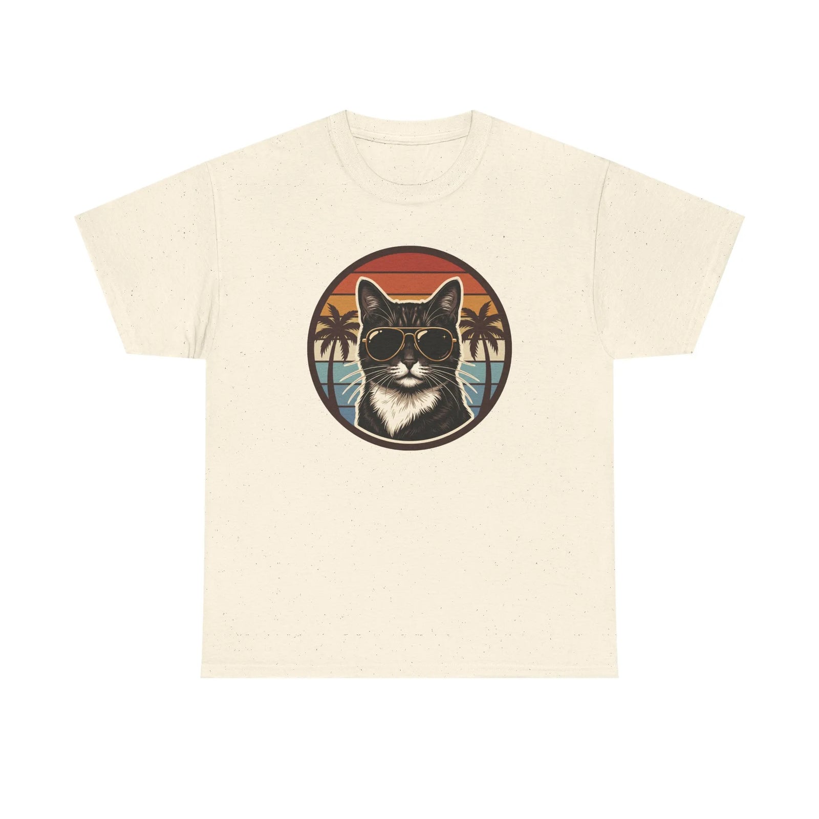 Tuxedo Cool Cats 70s Sunset Aviators T-Shirt - Heavy Cotton Classic Fit Tee - Unisex White