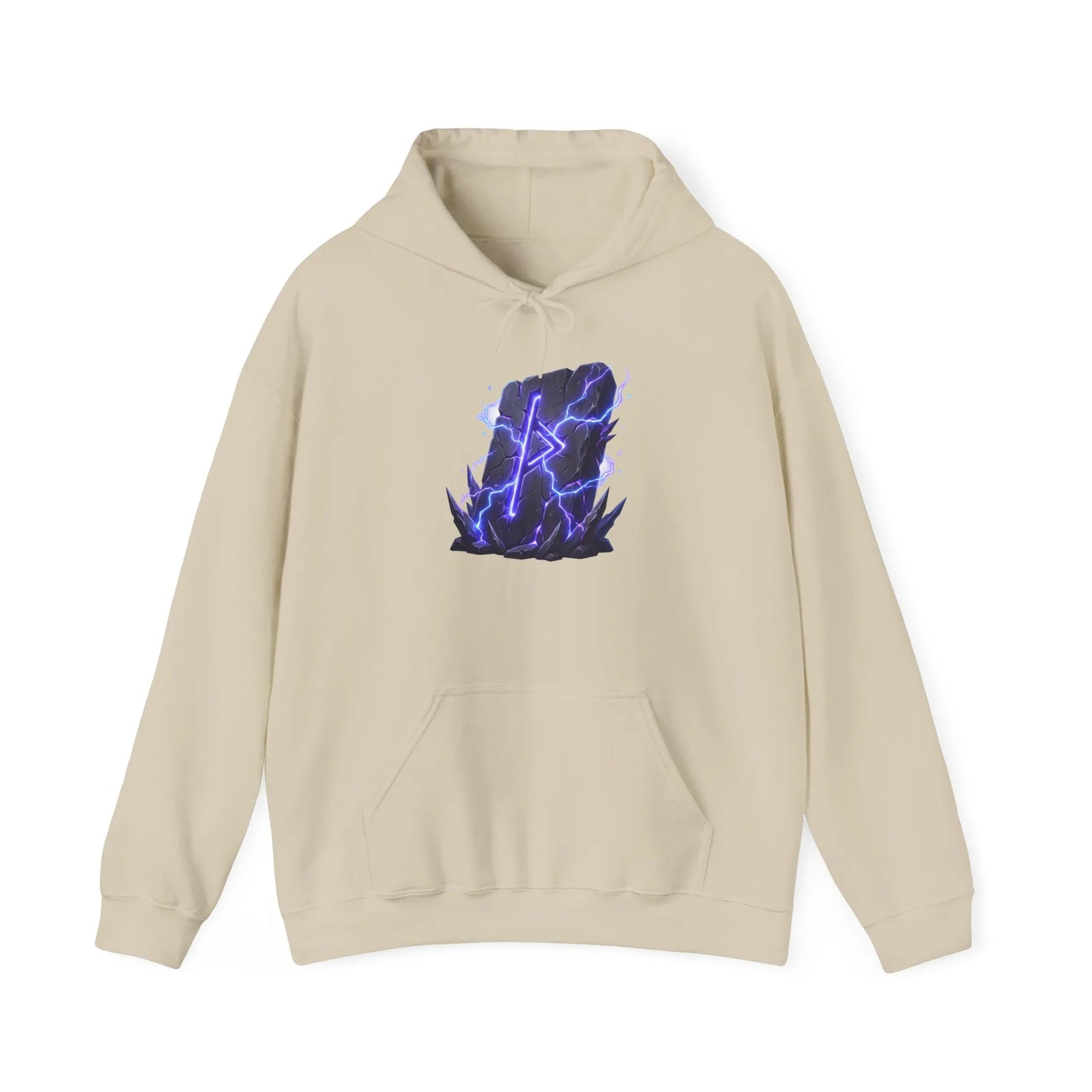 Thurisaz Rune Lightning Graphic Hoodie - Heavy Blend Fleece Pullover - Unisex White