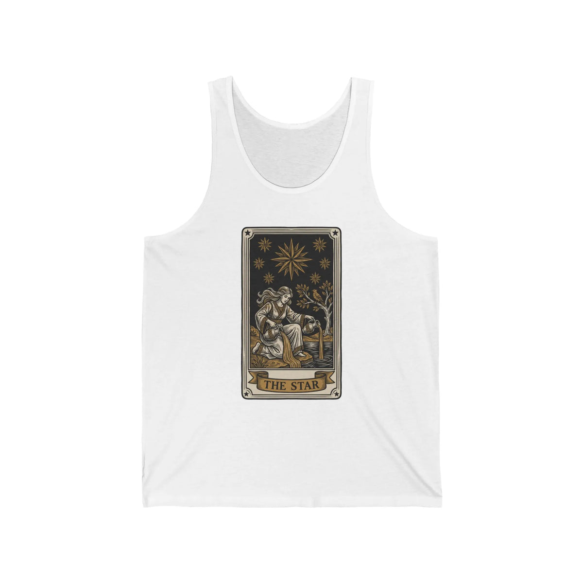Mystic Star Tarot Card Tank Top - Lightweight Jersey Retail Fit - Unisex White