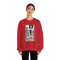 Tarot Death Card Graphic Sweatshirt - Heavy Blend Classic Fit Crewneck - Unisex White