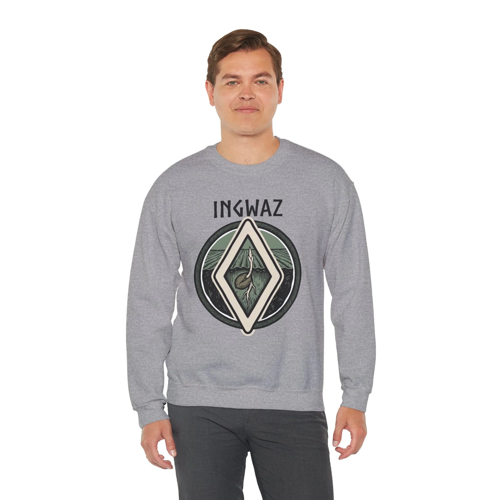 Ingwaz Rune Seed Potential Sweatshirt - Classic Fit Heavy Blend Crewneck - Unisex Ash