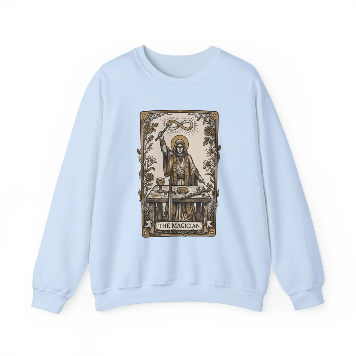 The Magician Tarot Card Sweatshirt - Heavy Blend Fleece Crewneck Pullover - Unisex Warm White