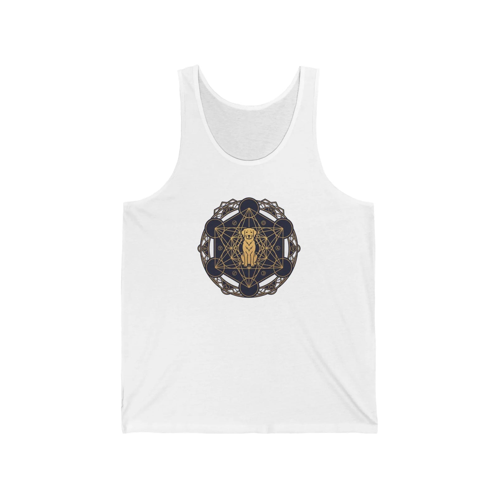 Metatron's Hound Sacred Geometry Tank Top - Lightweight Combed Cotton Retail Fit - Unisex White