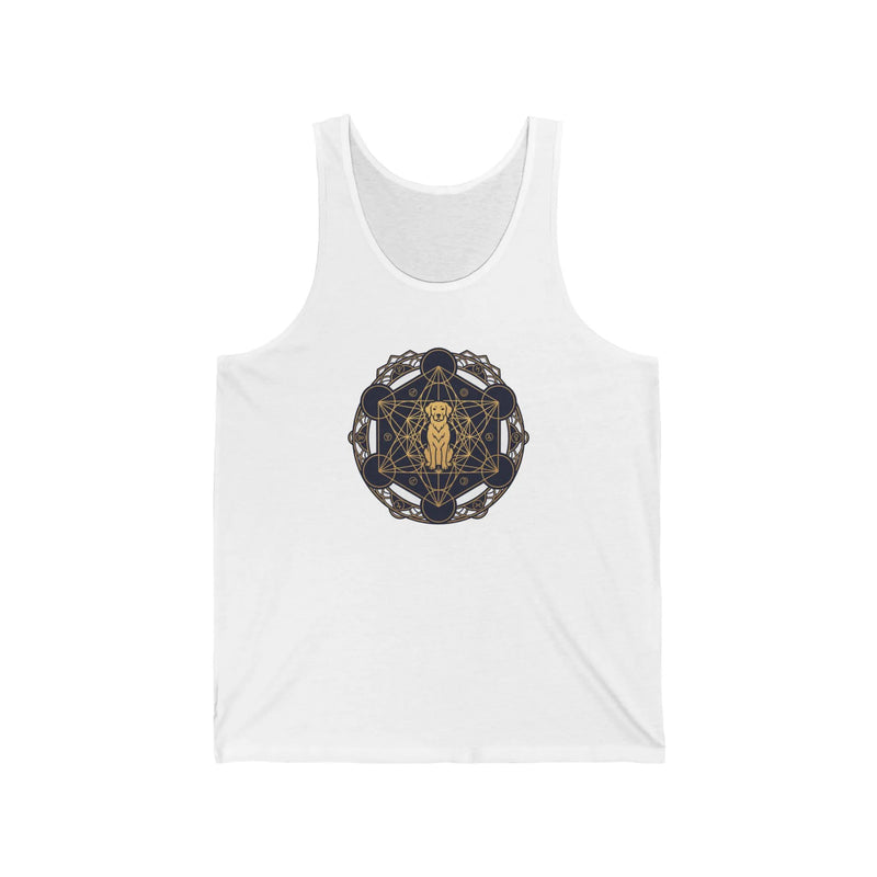 Metatron's Hound Sacred Geometry Tank Top - Lightweight Combed Cotton Retail Fit - Unisex White