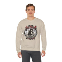 Skull Throne Heavy Metal Rocker Dogs Sweatshirt - Heavy Blend Cotton Poly Crewneck - Unisex White