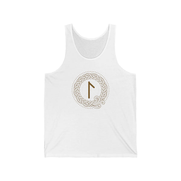 Laguz Rune Norse Symbol Tank Top - Lightweight Ringspun Jersey Tank - Unisex White