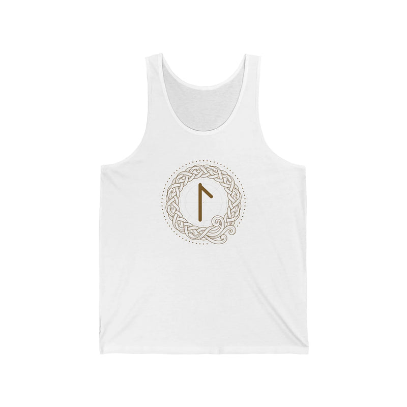 Laguz Rune Norse Symbol Tank Top - Lightweight Ringspun Jersey Tank - Unisex White