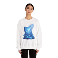 Tiwaz Rune Sword Graphic Sweatshirt - Heavy Blend Crewneck Fit - Unisex White