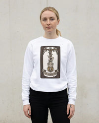 The Hanged Man Tarot Card Sweatshirt - Soft Fleece Classic Fit Crewneck - Unisex Off White