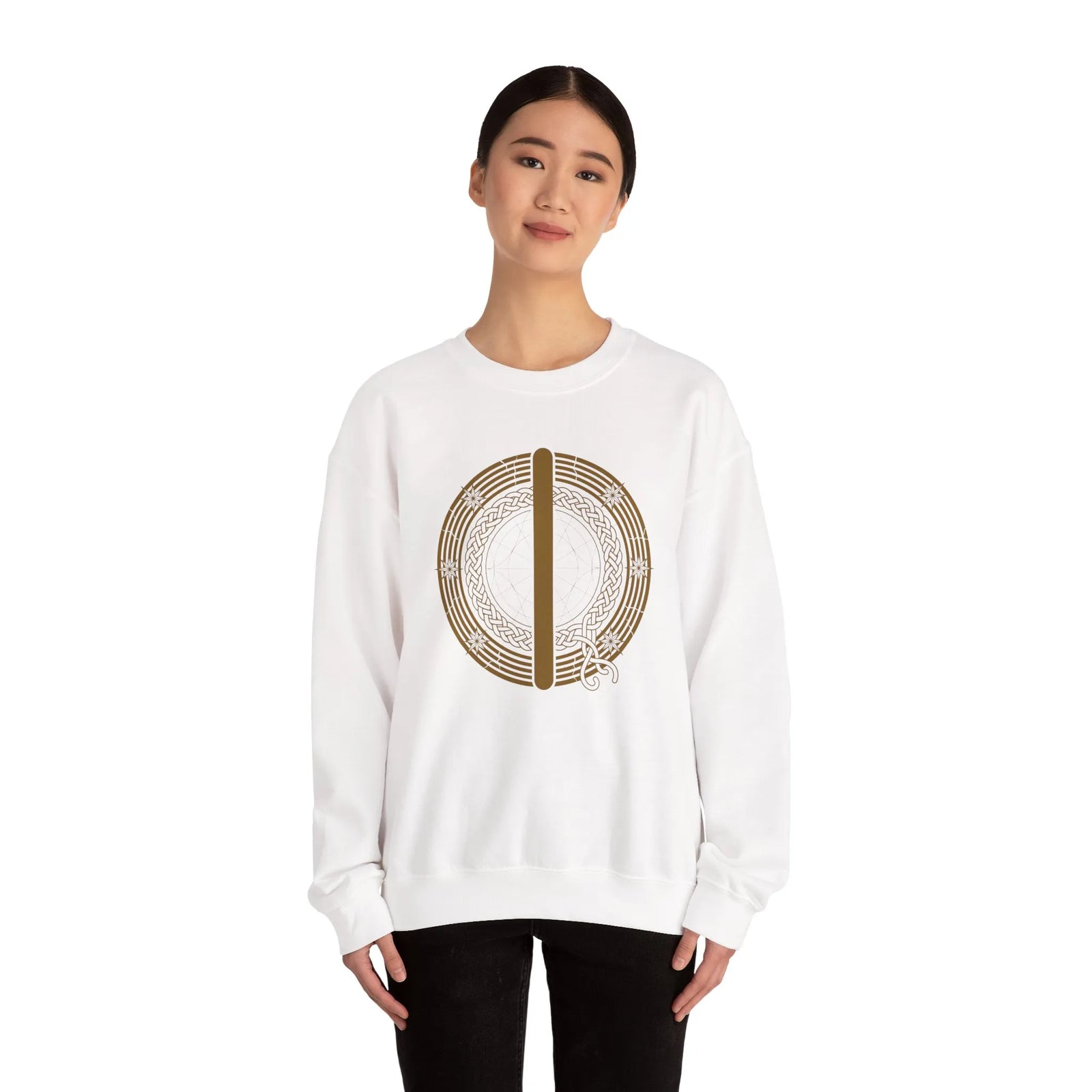 Isa Rune Ice Stillness Sweatshirt - Midweight 50/50 Cotton Poly Fleece - Unisex White