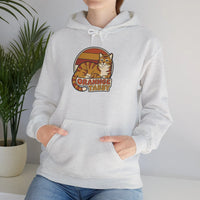 Orange Tabby Retro 70s Sunset Hoodie - Cozy Cotton Blend Pullover - Unisex White