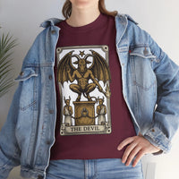 The Devil Tarot Card Graphic T-Shirt - Heavy Cotton Classic Fit Tee - Unisex White