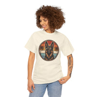 German Shepherd 70s Sunset Aviators T-Shirt - Heavy Cotton Classic Fit Tee - Unisex White