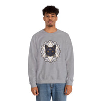 Third Eye Sacred Geometry Cat Sweatshirt - Heavy Blend Fleece Crewneck - Unisex White