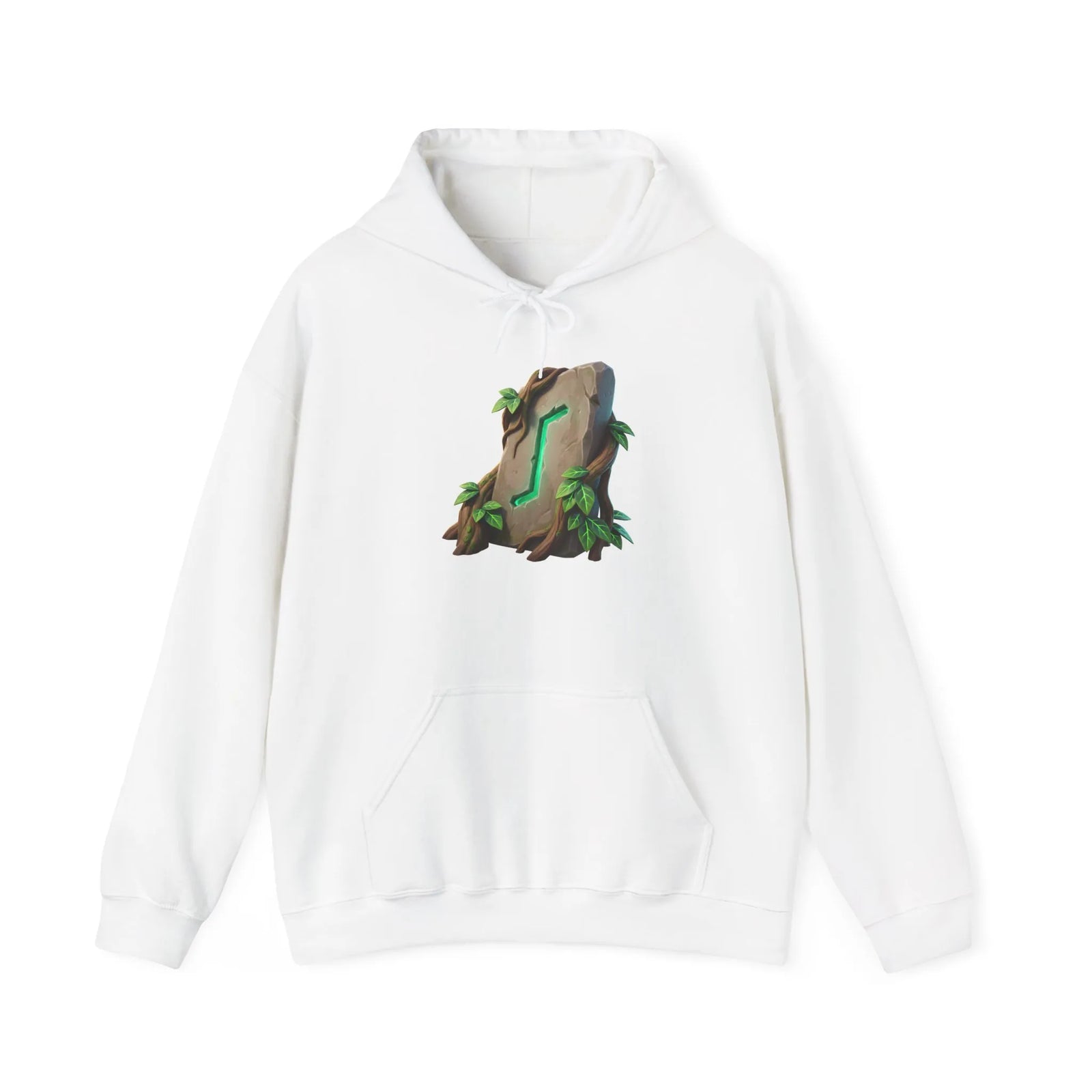 Eihwaz Rune Yggdrasil Tree Hoodie - Cozy Fleece Cotton Blend Pullover - Unisex White S-5XL