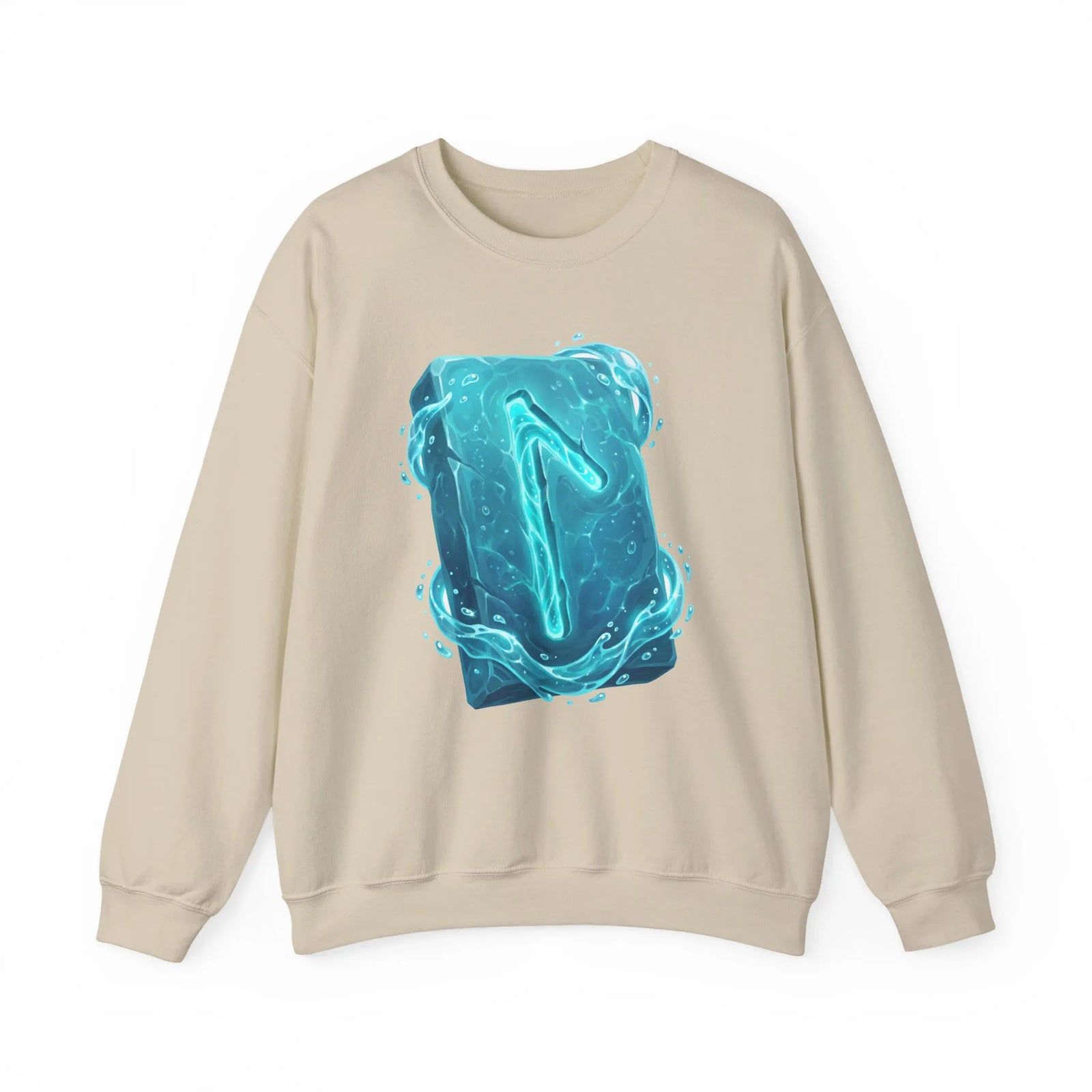 Laguz Water Rune Symbol Sweatshirt - Heavy Blend Crewneck Fleece - Unisex Ash Gray