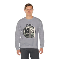 Ehwaz Divine Twins Horse Sweatshirt - Heavy Blend Cotton Blend Crewneck - Unisex White