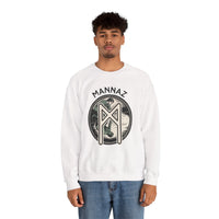 Mannaz Humanity Rune Graphic Sweatshirt - Heavy Blend Fleece Crewneck - Unisex White