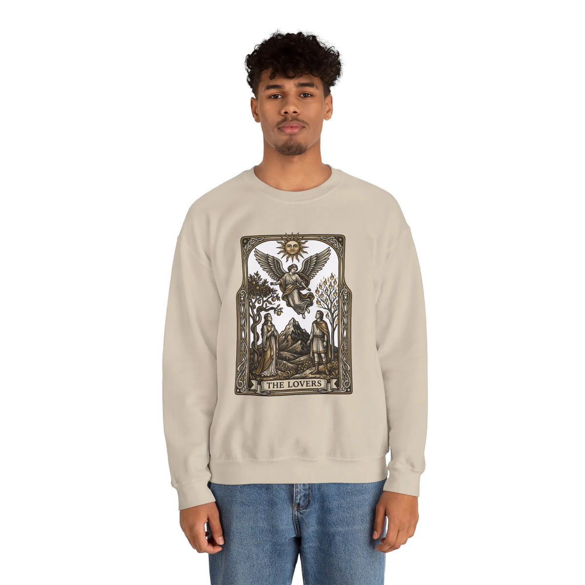 The Lovers Tarot Card Sweatshirt - Heavy Blend Fleece Crewneck - Unisex White