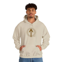Tiwaz Rune Justice Sovereignty Hoodie - Medium Weight Cotton Blend Pullover - Unisex White