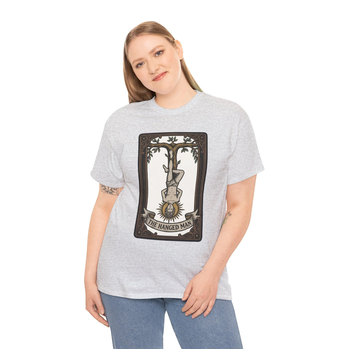 The Hanged Man Tarot Card T-Shirt - Heavy Cotton Classic Fit Tee - Unisex White