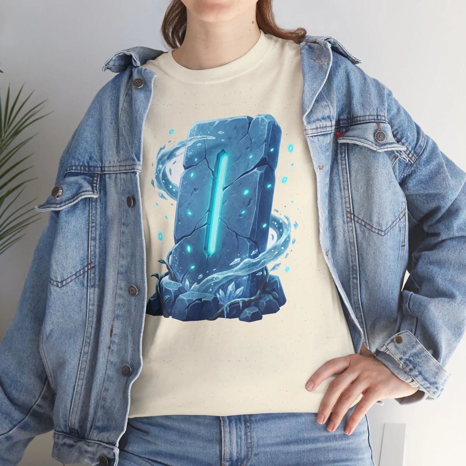 Glowing Isa Ice Rune T-Shirt - Heavy Cotton Classic Fit Tee - Unisex White